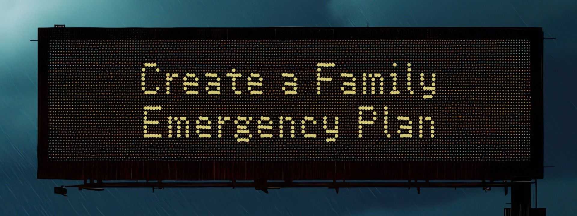 Overhead Texas digital road sign that says Create a Family Emergency Plan